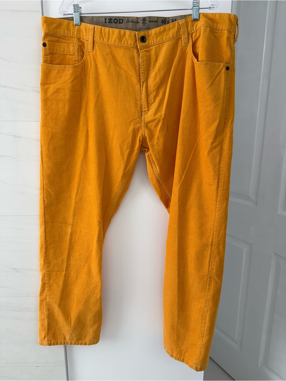 NWT Izod Saltwater Men’s Pants Corduroy Size 40 X 30 Chalk Gold Straight Chino